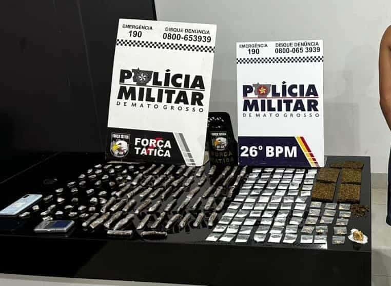 Homem é preso com mais de 170 porções de drogas em Nova Mutum