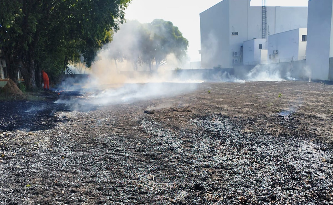Incêndio em vegetação ameaça prédio público em Alta Floresta